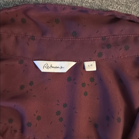 Reitmans Flowy Burgundy Floral Button Down Shirt - Picture 5 of 5